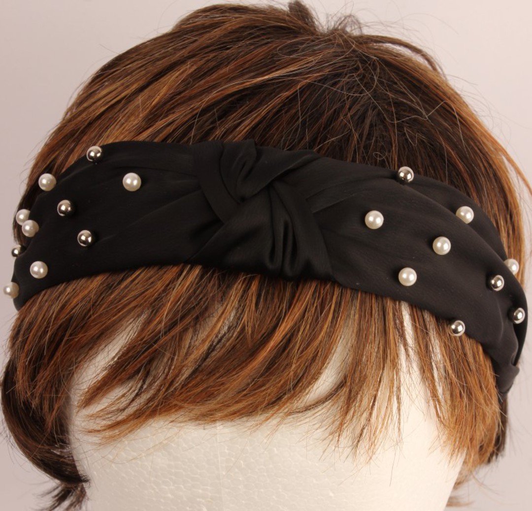 Fashion pearl bead headband black Style: HS/4668/BLK image 0